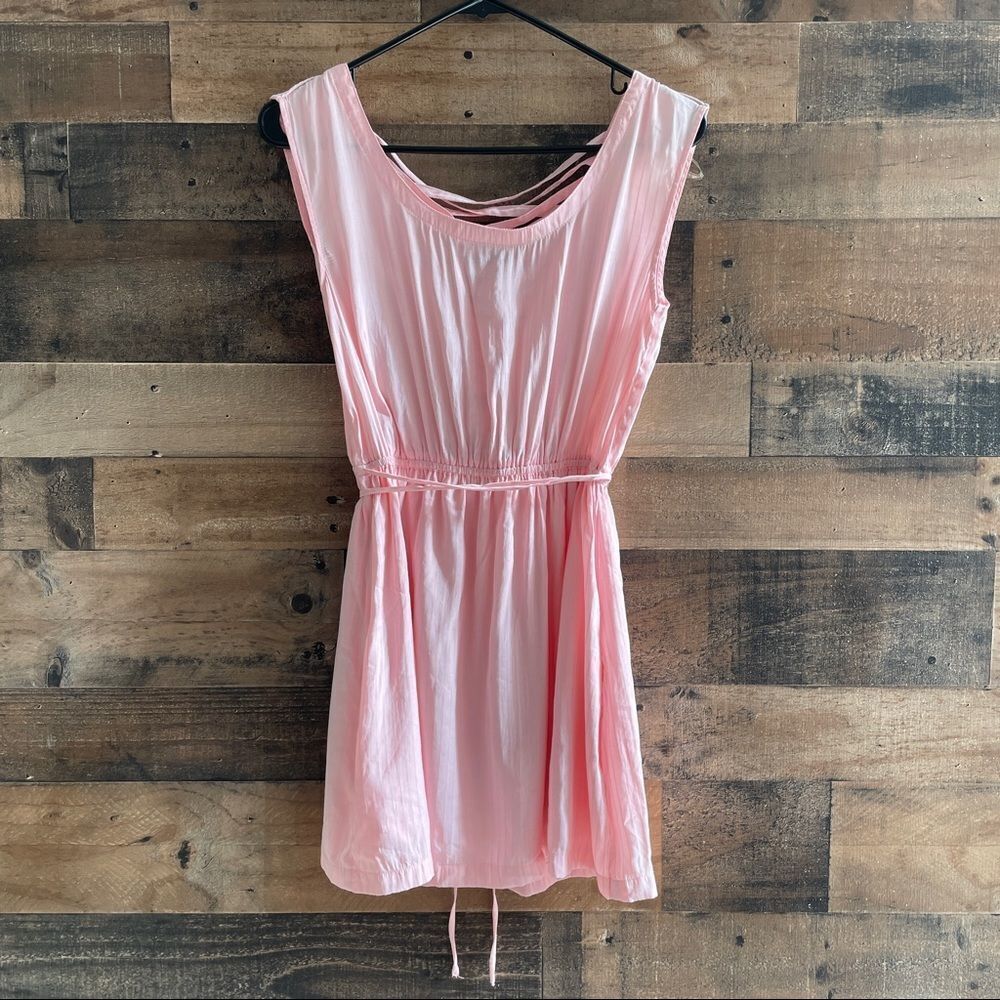 Hot & Delicious Pink Short Sleeve Tunic Or Dress With Back Lace Criss Cross